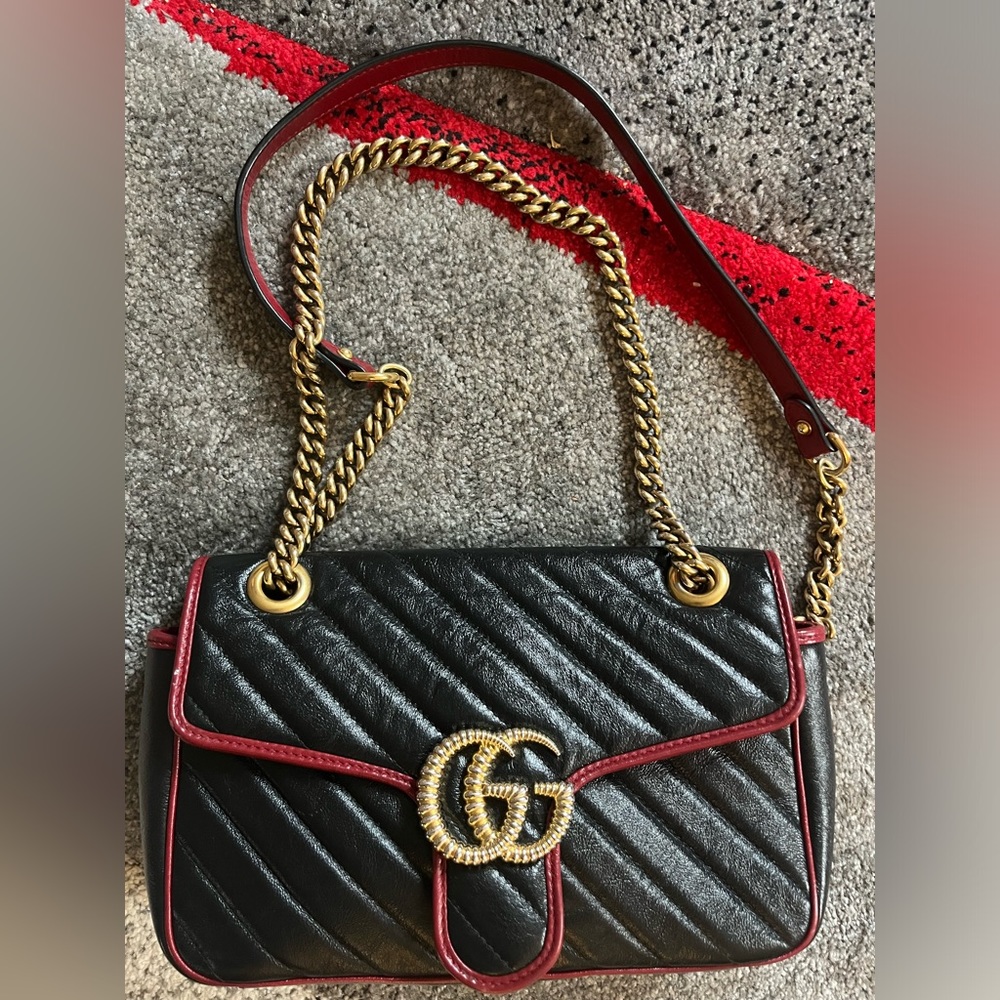 Authentic Gucci Marmont Diagonal quilted leather